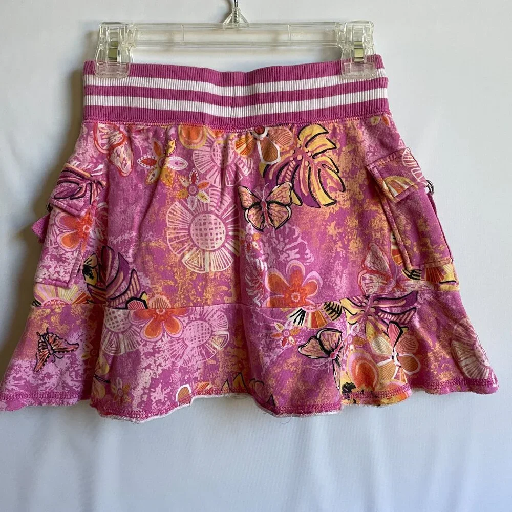 The Children's Place Girls Skirt Skort Size 6X/7 Ruffle Butterflies Flowers Pink